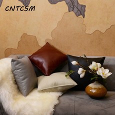 헤드레스트 소가죽 쿠션 라이트 럭셔리 거실 소파 베개 커버 모던 원목 시트 허리 쿠션