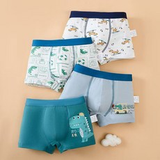 [4종세트] 워더미 남아동 귀요미 다이노 드로즈 사각팬티 M3005