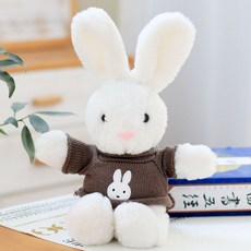귀여운 토끼 털 인형 파파라치 선물 꾸러미 흰 토끼 인형 여자의 날 선물 인형 선물"., 화이트 스웨터".