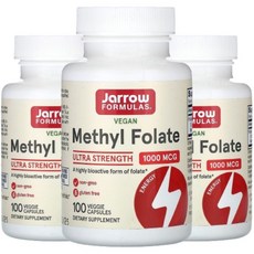 자로우 포뮬러스 메틸 엽산 울트라 스트렝스 1000MCG 5MTHF 100베지캡슐 2+1, 3개, 100정