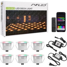 RGBIC 함몰형 LED 데크 조명 φ 1.22인치 30팩 조명 키트 스마트 멀티컬러 다이내믹 DC12V 저전압 조명은 연장 코드 없이 설치해야 합니다, 6PCS