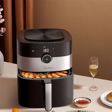 6.5L 대용량 에어 프라이어 지능형 자동 전기 AirFryer 다기능 오븐 홈 액세서리, 01black_06미국