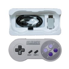 슈퍼 닌텐도 NES & SNES 클래식 미니 무선 콘솔 컨트롤러 조이스틱 게임용 2.4GHz 무선 게임 패드 컨트롤러 1 개, 1개, 1) 보라색, 없음