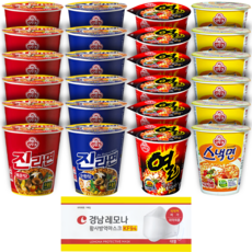 진라면_순한맛_컵 (65g*6개) + 진라면_매운맛_컵 (62g*6개) + 스낵면_컵 (62g*6개) + 열라면_컵 (62g*6개) + 레모나황사방역마스크(KF94), 1개