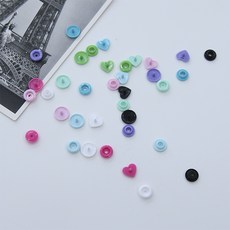 10개 12mm 플라스틱 하트 티단추 9종 C0, 핫핑크