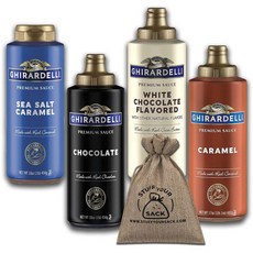 Ghirardelli 소스 버라이어티 팩 4가지 맛 블랙 라벨 초콜릿 캐러멜 씨솔트 캐러멜 화이트 초콜릿