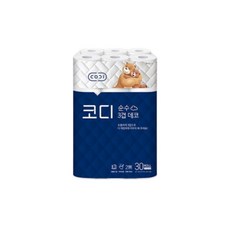 코디 순수 3겹 데코 화장지 30M 30롤 2팩, 60개, 30개입