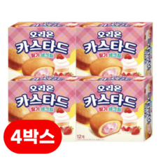 오리온 카스타드 딸기생크림 신제품, 276g, 4박스