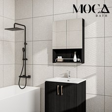 모카바스 누드 오픈 욕실 수납장 500 x 800 x 170 mm, 블랙, 1개