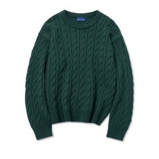 2차 재입고 HOOVES 헤비 케이블 니트 울 스웨터 [그린] CABLE KNIT WOOL SWEATER