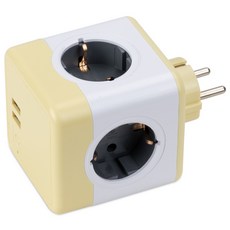 Power Cube V2 Multi-tap 4-prong USB Extended, 3m, 黃色, 1個
