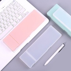 덕샵 플라스틱 필통 꾸미기 데코덴 재료 PP 반투명 사각 케이스 만들기 DIY, 1개, 대-화이트