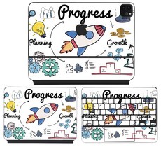 아이패드 프로 4 5세대 11형 12.9형 매직키보드 스티커 보호필름 무광 메탈 투명 캐릭터 스킨, 로켓