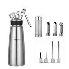 스텐 휘핑건 사이펀 크림 카페 주방 거품 분사기 커피, B. 1000ml+미끄럼 방지 링, 1L
