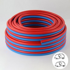 유압호스 이중 고압 가스 2 배관 산소 톤 평행 연결 파이프 아세틸렌 호스 ID8mm 색상 튜브, OD 14xID 8mm, 3M, RedBlue 4clamps, 1개