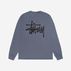 스투시 베이직 스투시 피그먼트 다이드 롱슬리브 티셔츠 인디고 2024