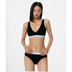 MUSINSA STANDARD WOMAN 우먼즈 코튼 화이트 밴디드 브라렛 [블랙]