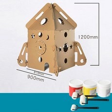 칠나무 DIY 집콕놀이 색칠놀이 만들기 대형 박스 종이집 미술놀이 PDD1231-3, 사진색TKXW-B