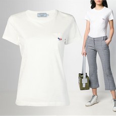 Maison Kitsune [메종키츠네]19FW 트리컬러 폭스 포켓 티셔츠AW00102KJ0007 WH