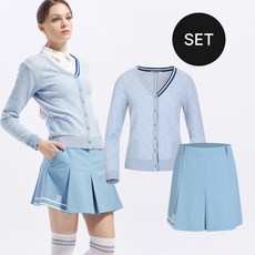 [SET] 로고 가디건+큐롯 스커트 세트