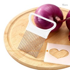 HOONS 과일 양파 슬라이스 고정 칼집내기 포크 채, 1개
