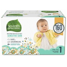 Seventh Generation Sensitive Skin 세븐제너레이션 1회용 기저귀 Size 1 160개 밴드형