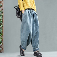 [해외] 데님 블루머 바지 여성용 힙합 streetwear 빅 사이즈 헐렁한 하렘 청바지 빈티지 오버 사이즈 와이드 레그 카우보이 조깅 바지