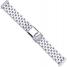 Breitling Pilot Style 솔리드 링크 메탈 시계 밴드 - 실버 - 20mm