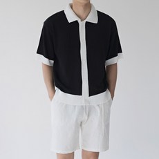 남자배색반팔가디건