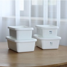 법랑 범랑 화이트 반찬통 사각 찬통 법랑밀폐용기 도시락, 1.08L