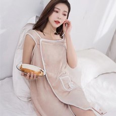 [4종] 여성 샤워 목욕 타올 수면 가운, 1개, 베이지