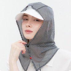 엠엠스포츠 자외선차단 매쉬 체크 모자 골프 등산 후드 얼굴 햇빛가리개, 1개 1개