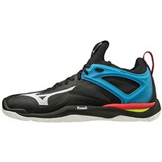Mizuno Mizuno Unisex 성인용 Mirage 3 핸드볼 신발 블랙 / 화이트 / 디바 블루 10 영국-120700, 01.블랙 화이트 디바 블루