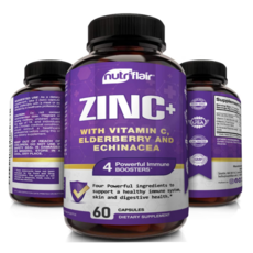 NutriFair ZINC Pus  비타민 C 엘더베리 4 가지 면역 방어 기능이 있는 완벽한 면역 지원 포뮬러 알약 리뷰후기
