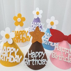 파티홀릭 펠트 생일 파티 축하 꼬깔 모자 6종세트, 6칼라, 1세트