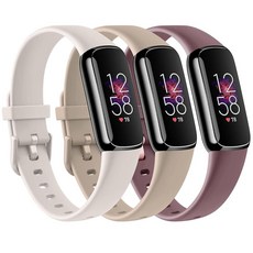 Vancle 여성용 남성용 Fitbit Luxe 밴드와 호환되는 밴드 [3팩] 피트니스 및 웰니스 트래커용 부드러운 실리콘 교체 스포츠 스트랩 손목 밴드 스몰- 140mm-185, 스타라이트 + 밀크티 + 스모크 퍼플_Large-6.7