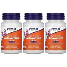 NOW FOOD 나우푸드 트리플 Astaxanthin 12 mg 3통 아스타잔틴, 3개