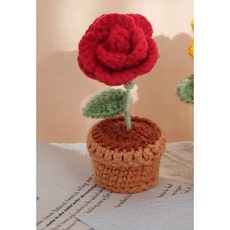 매이노 DIY 손뜨개 꽃 (꽃 완제품) 포장 꽃다발 만들기, 1개, 차량용 작은 꽃