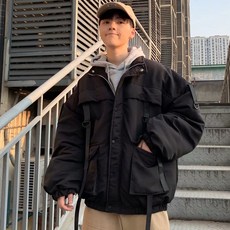 힙합 스 트리머 간지 코튼 패딩 재킷 남성 루즈핏 미니 두꺼운 기능성