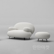 조약돌 쇼파 편한 수입 1인용 2인용 3인용 클라우드 패브릭 4인 아쿠아텍스 카우치, 싱글 미색 램 벨벳 + 스툴