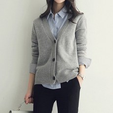 여성 기본 데일리 울 가디건 니트 간절기 봄 브이넥