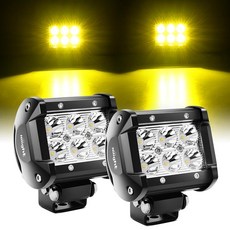 Nilight - 60001SB LED 포드 2개 18W 1260LM 스팟 LED 오프로드 조명 매우 밝은 운전 안개등 보트 조명 운전 조명 LED 작업 조명 SUV 지프 램프, 옐로우
