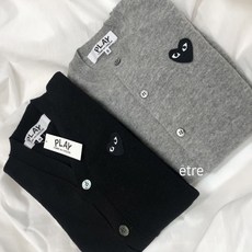 꼼데가르송 가디건 여성용 블랙와펜 플레이 울 카디건