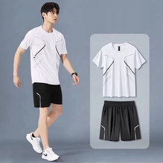 바다스타일 남여공용 반팔+반바지 상하의 세트 운동복 트렌디 캐쥬얼 헬스복 트레이닝복 Y829