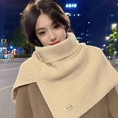 레이어드 니트 어깨 숄 페이크 가디건 망토 머플러