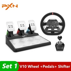 자동차게임 PXN V10 게임 스티어링 레이싱 시뮬레이터 휠 볼란테 270/900 회전 클램프 포함 PC PS4 Xbox One 시리즈 X S용, 1개, 2.V10 Set 1