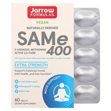 Jarrow Formulas SAMe 400 엑스트라 강도 400mg 60정, Jarrow Formulas SAMe 400 엑..., 1개