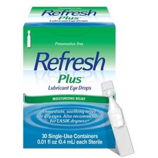[미국]Refresh Plus 점안액 안구건조 일회용눈물 인공눈물 50개 한박스, 30개입