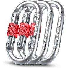  카라비너 스텐 미니 강철 키링 XTEK 클라이밍 클립 – UIAA 인증 25kN 5620 LB 클라이밍용 대형 중량 타원형 나사 잠금식 스틸 카리비너 해먹 하이킹 캠핑 내구성 및, 3pc Red 