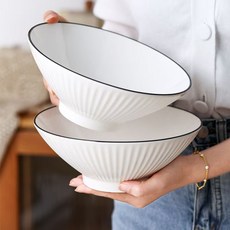 일본식 대용량 라면그릇 1000ML 도자기 그릇 우동그릇 세트, 화이트, 2개